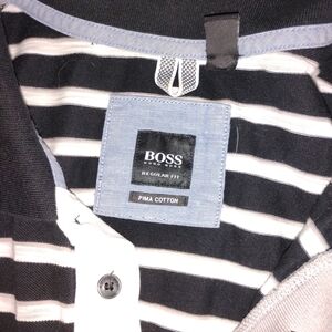 Boss Black and White Striped Casual Button Down Shirt